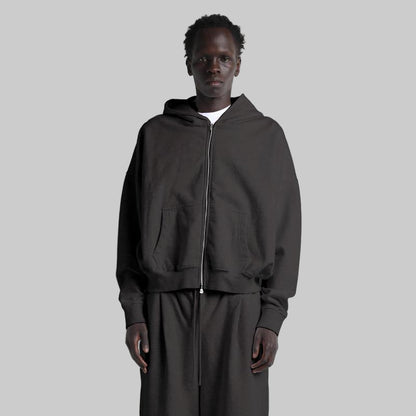 Cropped Double Zip Hoodie