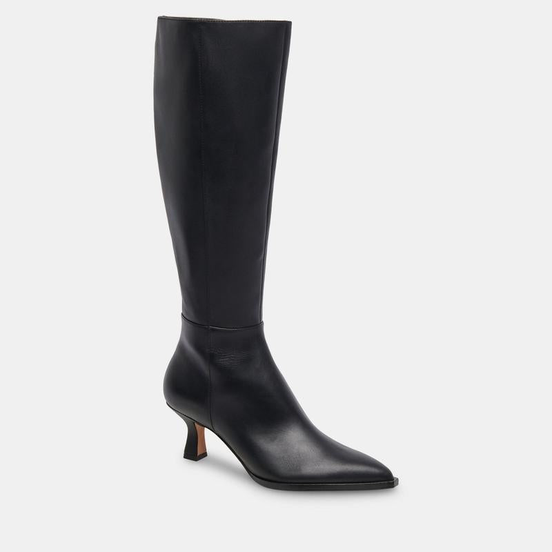 Dolce Vita AUGGIE EXTRA WIDE CALF BOOTS BLACK LEATHER