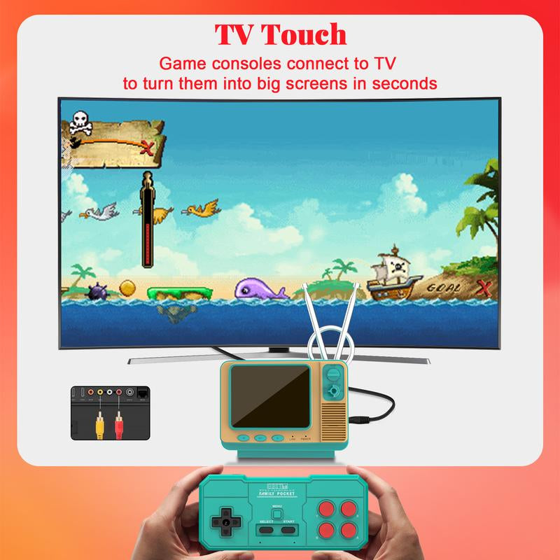 E-MODS GAMING Handheld Game Console Built In168 Video Game Mini TV for Kids Party Favors 3.0 Inch Screen Retro Game Console Support Two-Player Gamepad Birthday Gift for Children/Adult