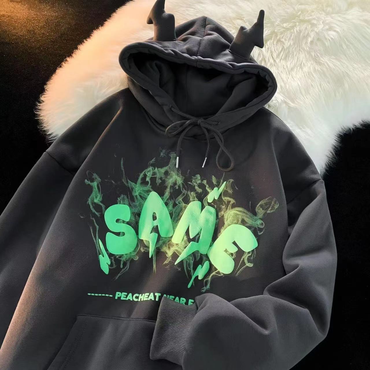 Loose Tide Ins Lazy Wind Bf Plus Velvet Thickening Design Sense Top Coat